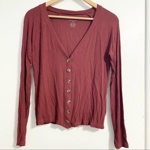 Button down ribbed cardigan top